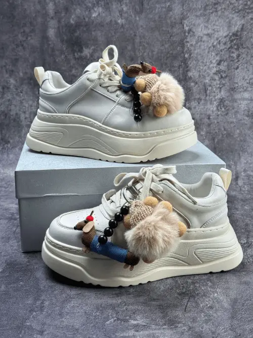 GCDS Platform Sneakers with Plush Charms Off-White Streetwear Shoes