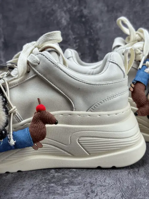 GCDS Platform Sneakers with Plush Charms Off-White Streetwear Shoes