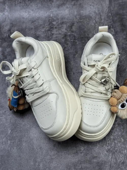GCDS Platform Sneakers with Plush Charms Off-White Streetwear Shoes