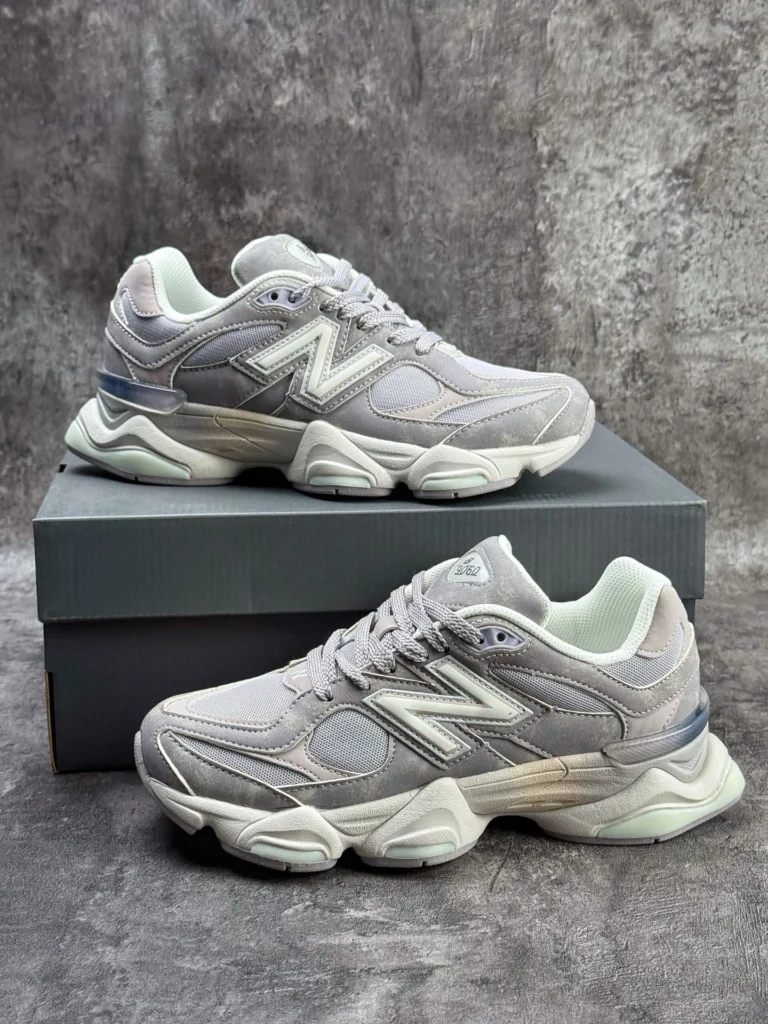 New Balance 9060 Vintage Grey Mint Distressed Retro Sneakers