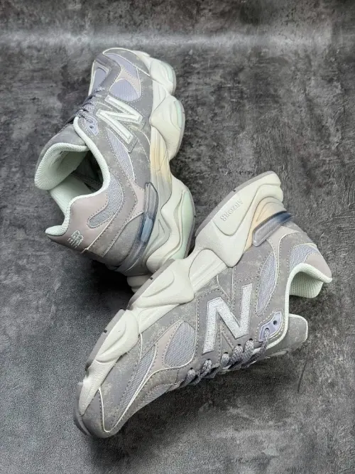 New Balance 9060 Vintage Grey Mint Distressed Retro Sneakers