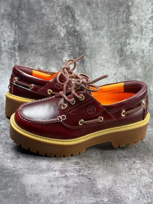Timberland 3-Eye Lug Sole Platform Boat Shoe Burgundy Casual Shoes