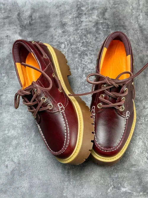 Timberland 3-Eye Lug Sole Platform Boat Shoe Burgundy Casual Shoes