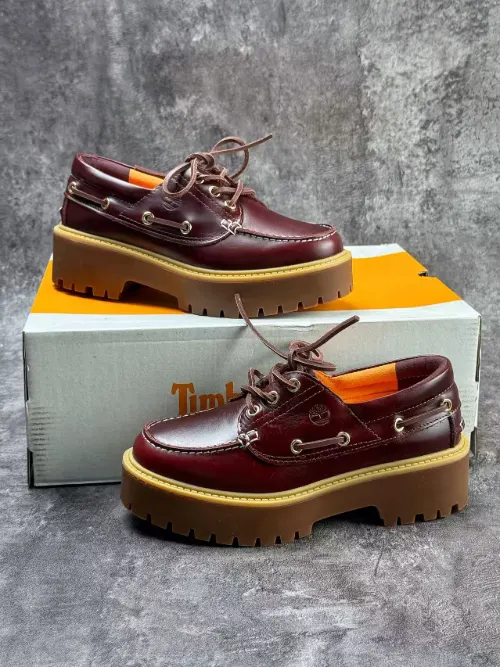 Timberland 3-Eye Lug Sole Platform Boat Shoe Burgundy Casual Shoes