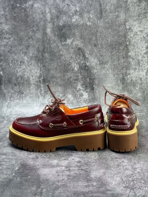 Timberland 3-Eye Lug Sole Platform Boat Shoe Burgundy Casual Shoes