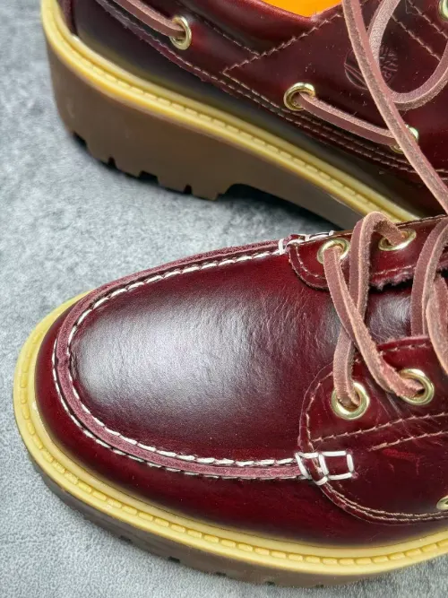 Timberland 3-Eye Lug Sole Platform Boat Shoe Burgundy Casual Shoes