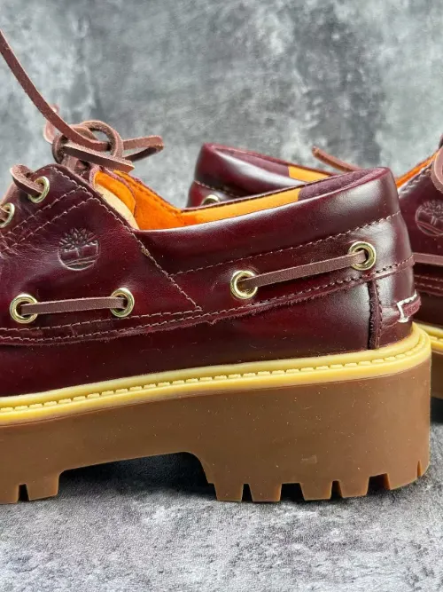 Timberland 3-Eye Lug Sole Platform Boat Shoe Burgundy Casual Shoes