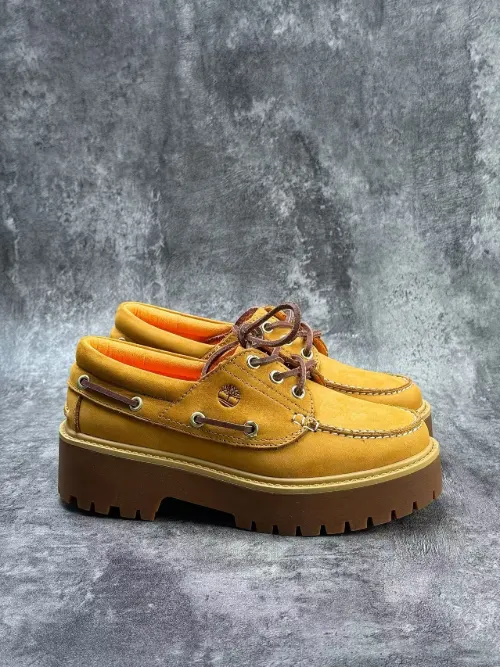 Timberland 3-Eye Lug Sole Platform Boat Shoe Wheat Nubuck Casual Shoes