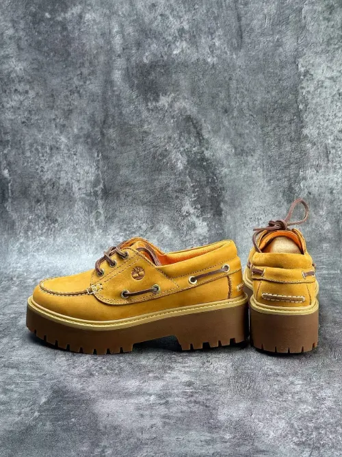Timberland 3-Eye Lug Sole Platform Boat Shoe Wheat Nubuck Casual Shoes