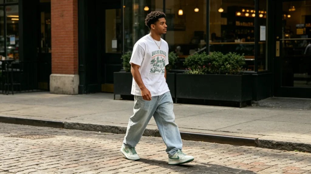Baggy jeans + graphic tee