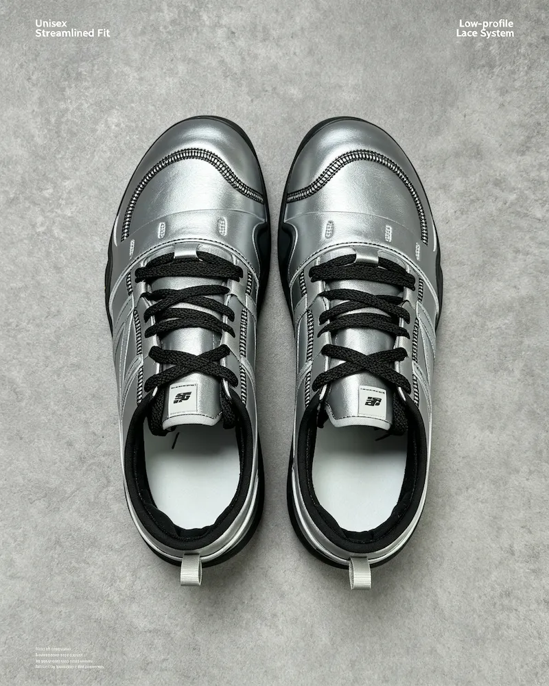 Unisex streamlined fit, low-profile lace system for all foot shapes